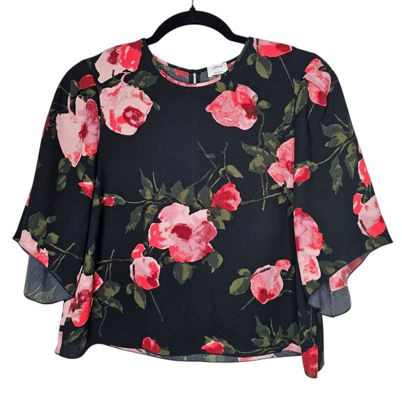 Wilfred Small Black Floral Top Cambria Crop Blouse Office Career Professional - Picture 1 of 4